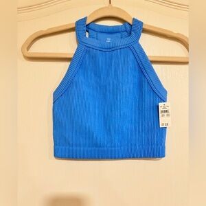 AERIE blue ribbed halter crop top​​​​​